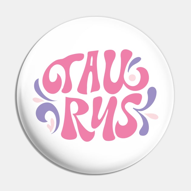 Pink Taurus Zodiac Sign Pin by corianndesigns