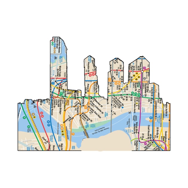 NYC Skyline subway map by Hook Ink