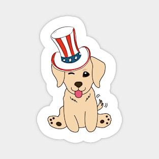 Funny retriever dog is wearing uncle sam hat Magnet