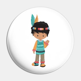 Native American Boy, Cute Boy, Black Hair Pin