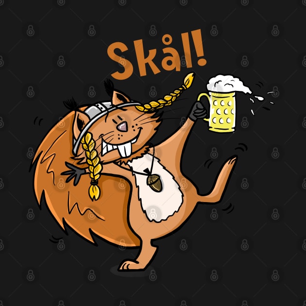 Skål! Funny Viking Squirrel by Hallo Molly