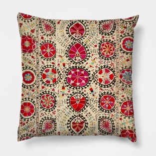 Vintage Uzbekistan Suzani Floral Pattern Pillow