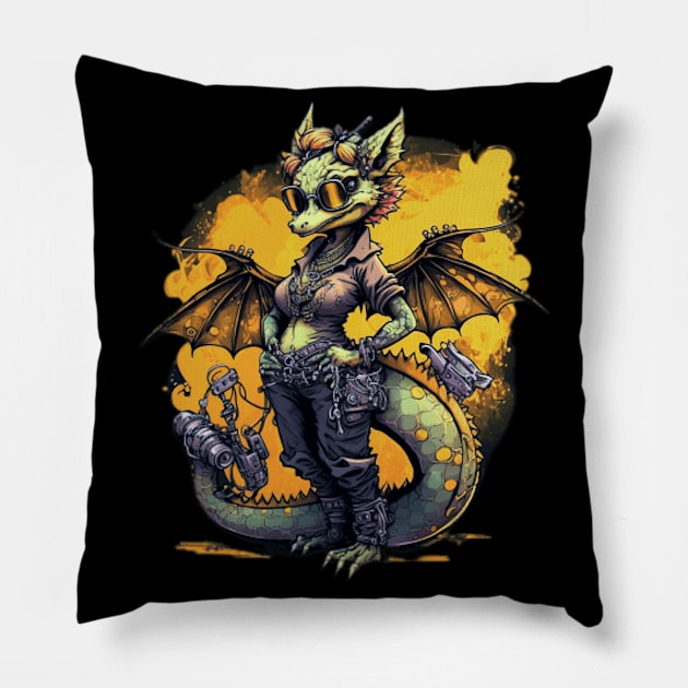 Master Tinker D Cute Dragon wearing new Sunglasses Pillow by Dragon Cove