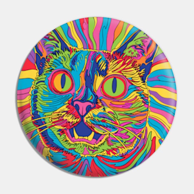 Psychedelic Cat Pin by peculiarbutcute