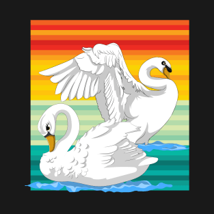 Lake Colorful Swan T-Shirt