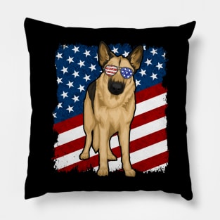 German Shepherd Dog American Flag Pillow