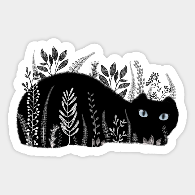 Black And White Garden Cat - Cats - Sticker