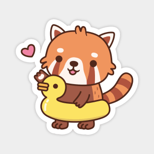 Cute Red Panda With Yellow Duck Pool Float Summer Magnet