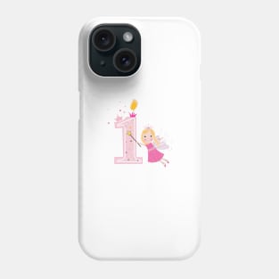 Happy first birthday candle cute fairy girl Phone Case