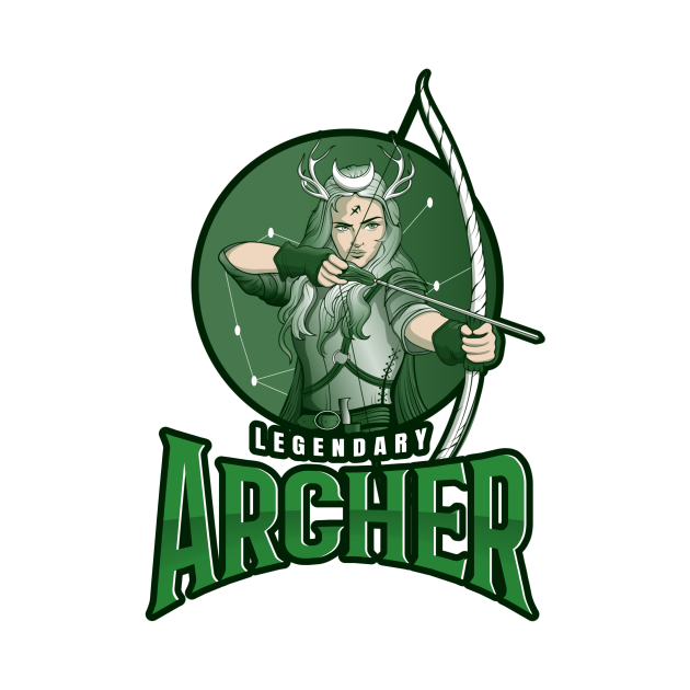 Disover Legendary Archer Elf Female Warrior Sagittarius - Archery Lover - T-Shirt