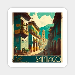 Santiago Chile Vintage Travel Art Poster Magnet