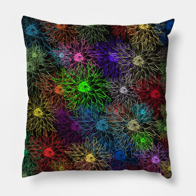 Colorful Flowers Pillow by LAMCREART