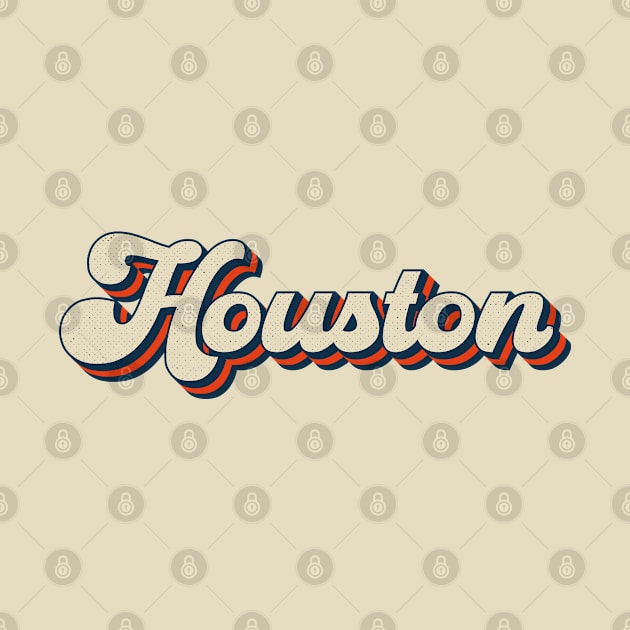 Retro 70s Style Houston Texas Houston Strong Vintage Stripes by Genie Designs