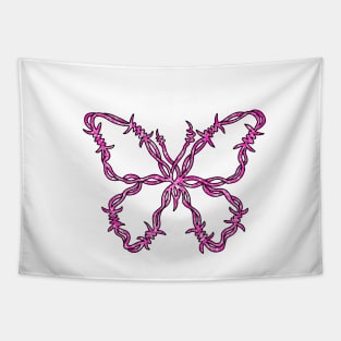 Pink barbed wire butterfly Tapestry