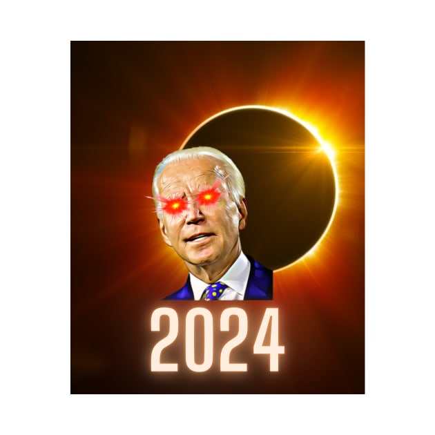 Dark Brandon Solar Joe Biden Funny 2024 Total Eclipse by Little Duck Designs