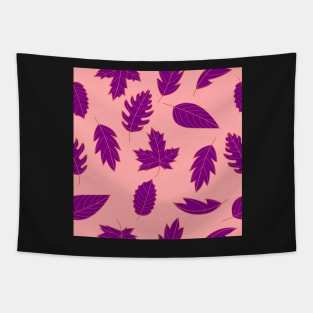 Leaves Pattern - Red and Purple on Pink Tapestry