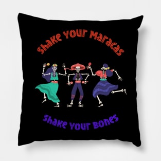 Dancing Skeletons Rainbow Shake Your Maracas Pillow