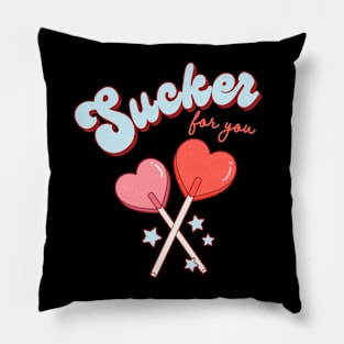 Sucker For You Lollipop Heart Candy Valentines Day Pillow