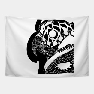 black parrot loro bird ecopop Tapestry