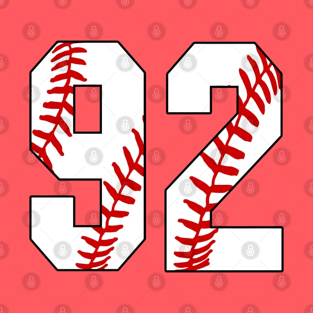 Baseball Number 92 #92 Baseball Shirt Jersey Favorite Player Biggest Fan by TeeCreations