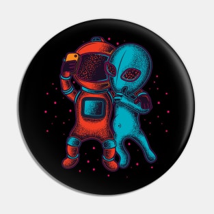 Alien and Astronaut Take A Selfie Pin