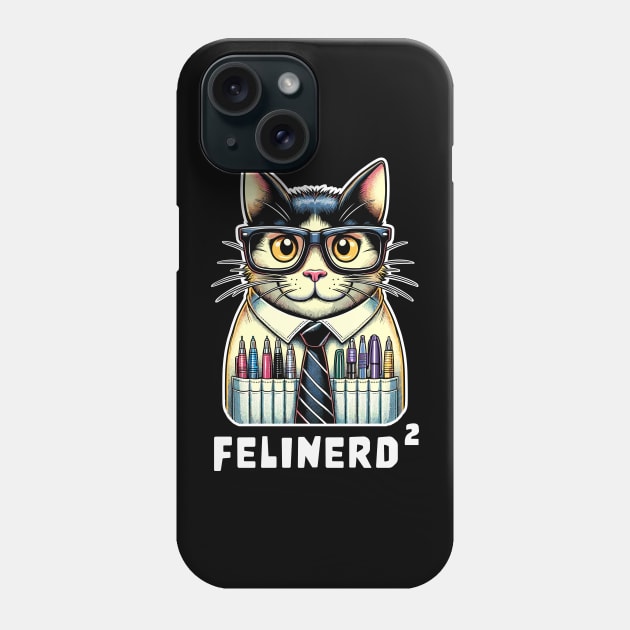 Felinerd Squared, Hipster Cat T-Shirt, Feline Nerd with Glasses Graphic Tee, Funny Cat Lover Gift, a square cat squared Phone Case by Cat In Orbit ®