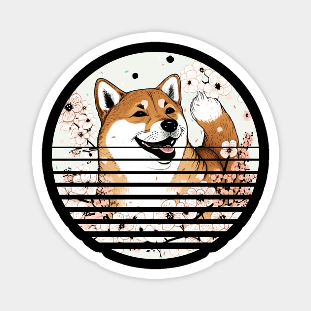 Shiba Inu Dog, Cherry Blossom, Japanese Style Magnet by logiamerch