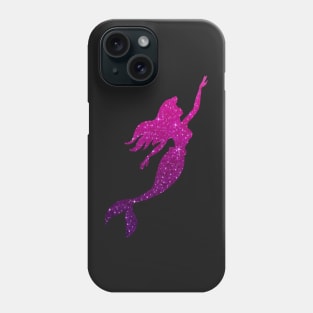 Pink and Purple Ombre Faux Glitter Mermaid Silhouette Phone Case