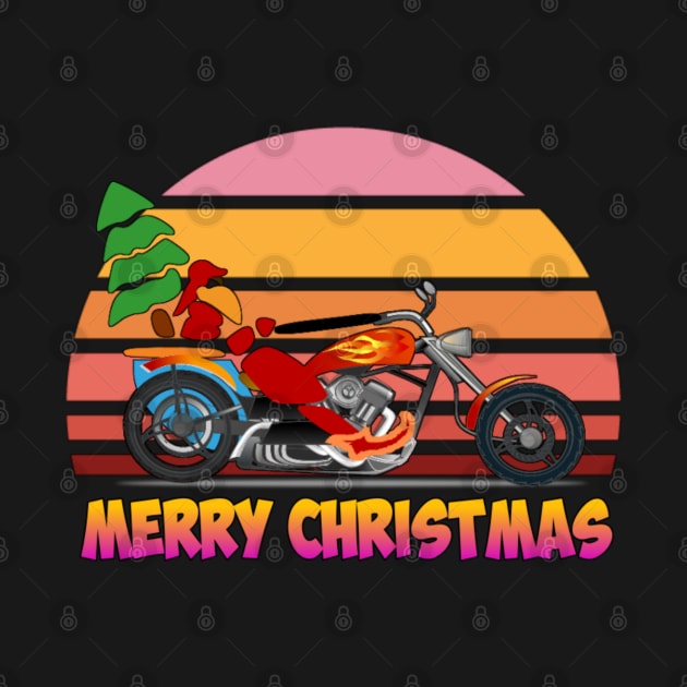 cool biker Santa Claus and Christmas tree by sukhendu.12