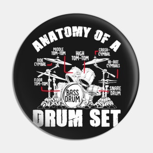 Anatomy Of A Drum Set Drummer Musician Pin