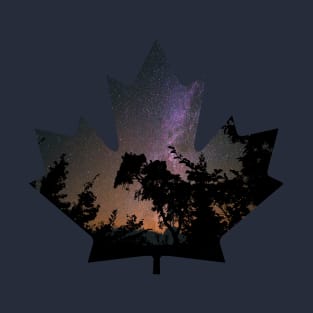 Maple Leaf Night Sky Forest silhouette T-Shirt