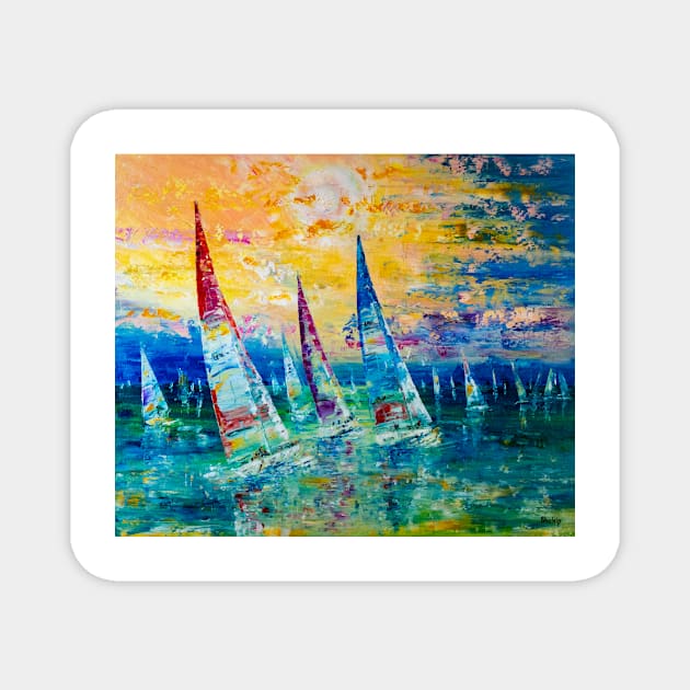 Rainbow Regatta Magnet by NataliaShchip