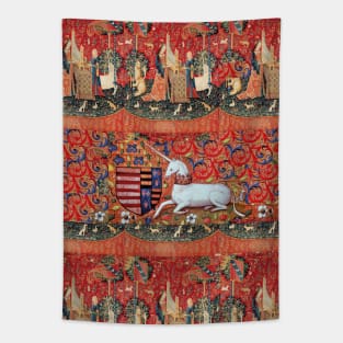 UNICORN ,FANTASY FLORAL ,ANIMALS MEDIEVAL HERALDIC MOTIFS Tapestry