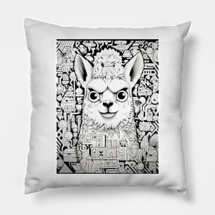 Cartoon Alpaca Graffiti #1 Pillow