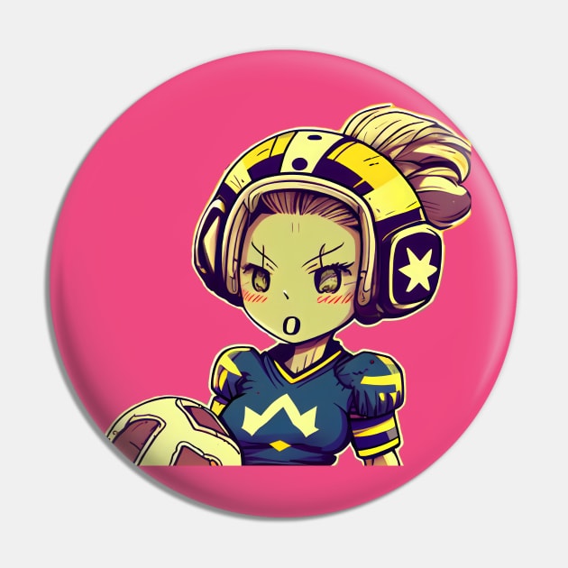 Kickin' Girl Power: Embrace the Coolness of Comic-style Female Football Pin by MLArtifex