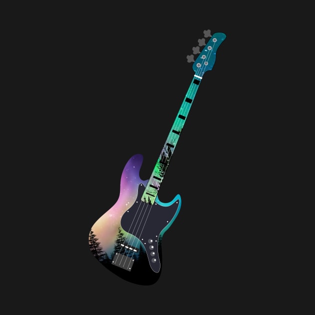 Northern Lights Bass Guitar by ACGraphics