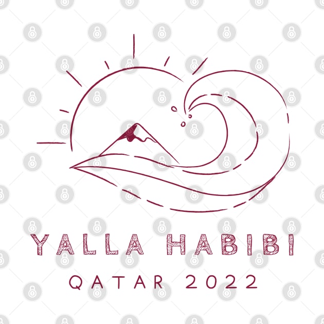 yalla habibi - Qatar 2022 - maroon - wave, sun, surf, mountain by habibitravels