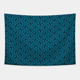 Sayagata - Japanese Traditional Pattern - Black & Blue Tapestry