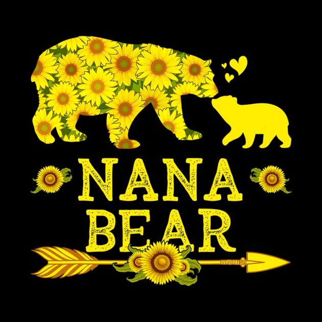 Funny Nana Bear Sunflower Mothers Day Fathers Day by Olegpavlovmmo