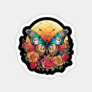 Flutter & Bloom: Butterfly Dancing with Flowers Magnet