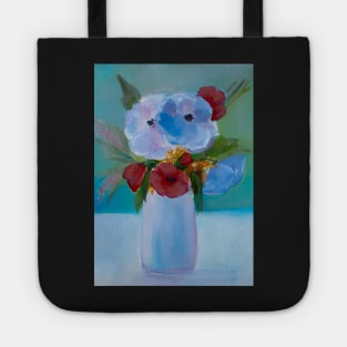 Bouquet of Flowers with Poppies in a Vase Tote