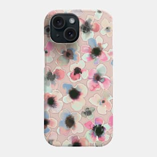 Watercolor Ink Flowers Blue Pink Phone Case