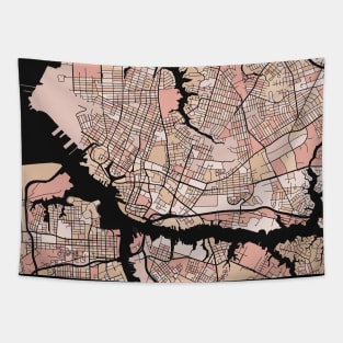 Norfolk Map Pattern in Soft Pink Pastels Tapestry