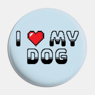 I Heart My Dog Classic Video Game Graphic Black Pin