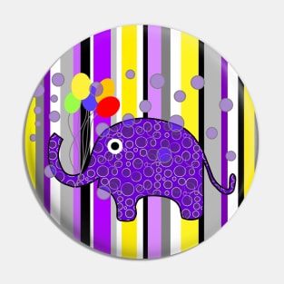 FUNNY  Elephant Party Stripes Pin