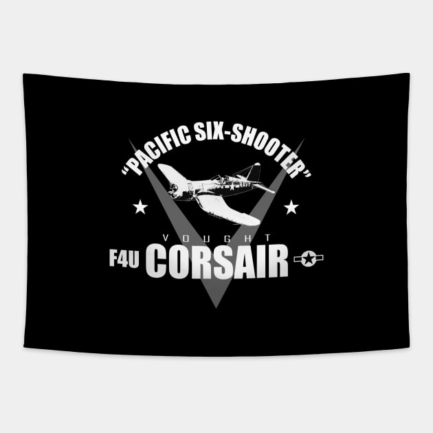 WW2 Fighter - F4U Corsair - Pacifc Six-Shooter Tapestry by TCP