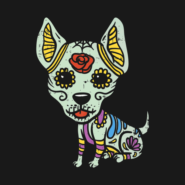 Chihuahua Skull Floral Skeleton by SkullGrungeSHOP