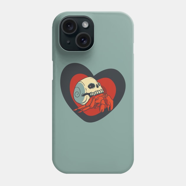 Drama Crab - Funny Crab Carrying a Skull - White Phone Case by LittleAna