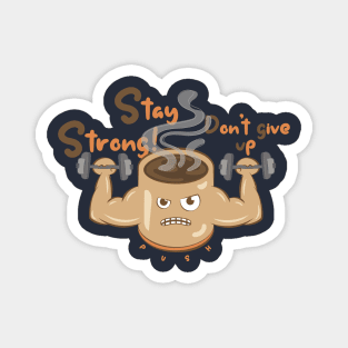 Coffee Monster Pushing Up  - Classic Logo design Magnet