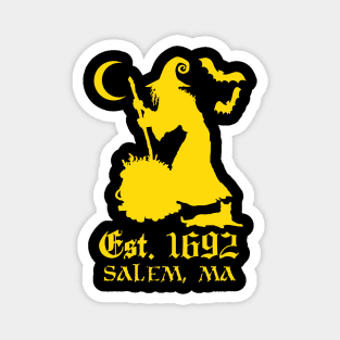 Salem Massachusetts Est. 1692 - Halloween Witch (YELLOW) Magnet